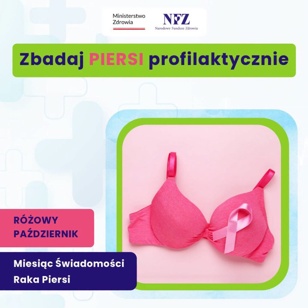Grafika profilaktyczna zachęcająca do badania piersi