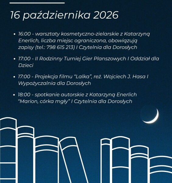 Plakat Nocy Bibliotek 2026 w Giżycku z programem