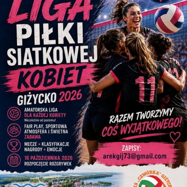 Plakat Amatorskiej Ligi Piłki Siatkowej Kobiet w Giżycku