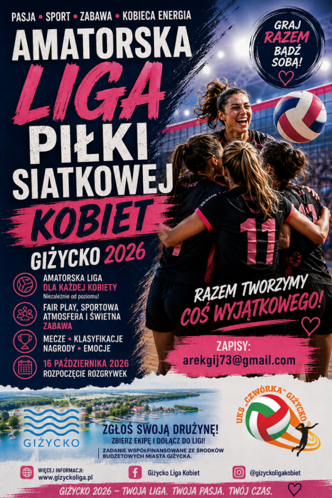 Plakat Amatorskiej Ligi Piłki Siatkowej Kobiet w Giżycku
