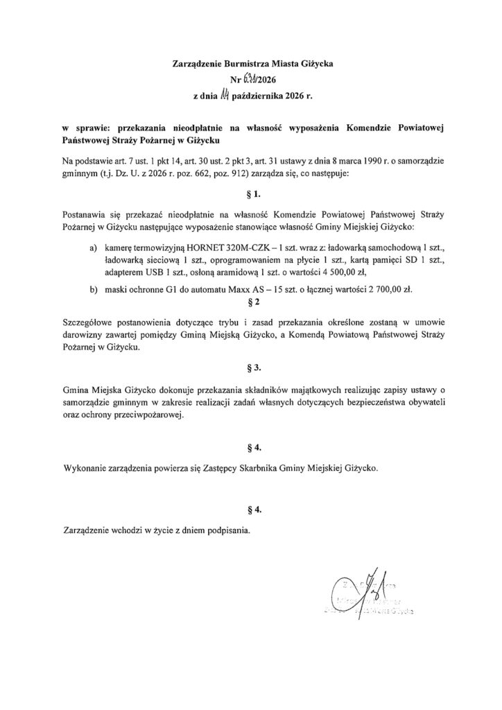 Giżyccy strażacy dostaną kamerę termowizyjną i 15 masek. Sprzęt za 7200 zł